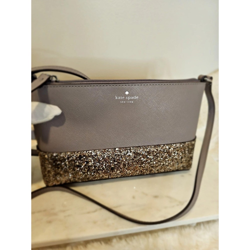 Kate Spade New York Greta Court Glitter Crossbody Bag - Lavendar Gray